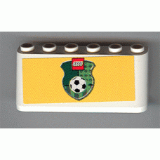 Part 4176pb12 White Windscreen 2 x 6 x 2 with LEGO Logo and Soccer Ball on Green Shield on Yellow Background Pattern (Sticker) 